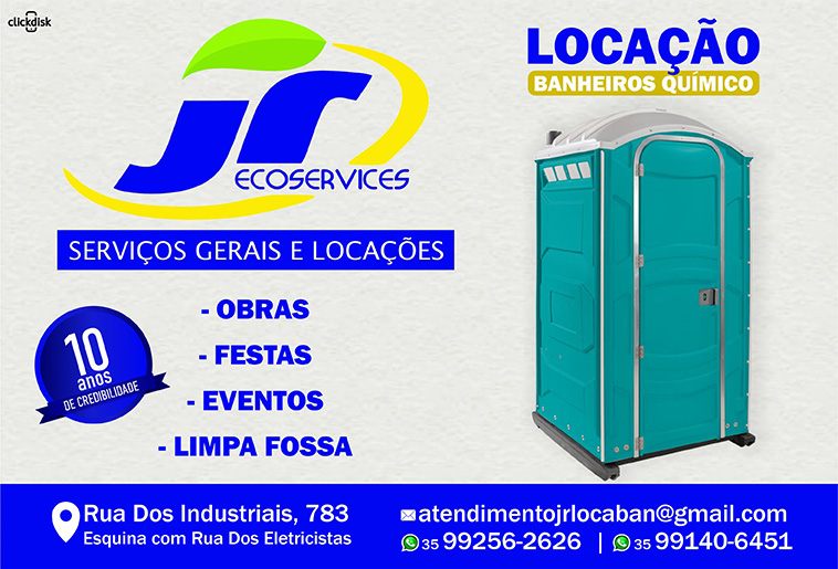 Banner .JR ECOSERVICES - LOCAÇÕES DE BANHEIROS QUÍMICOS E GERADORES